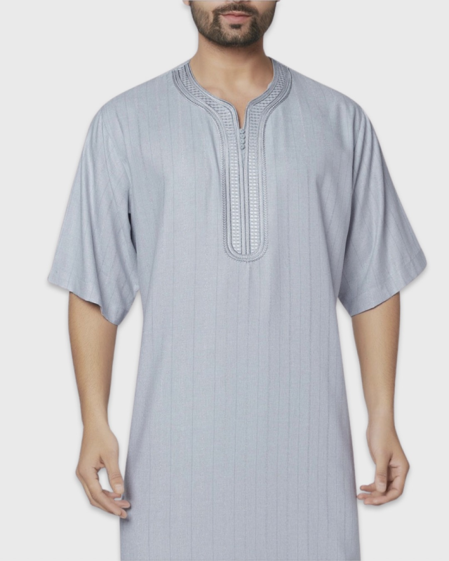 QAMIS TYPE GANDOURA AVEC RAYURES | AMCOSMETIK