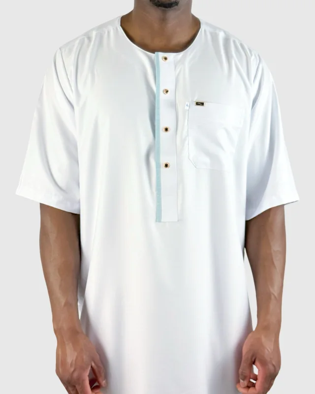 QAMIS  BLANC MANCHES COURTES BOUTONS DORÉS - ZEIN | AMCOSMETIK