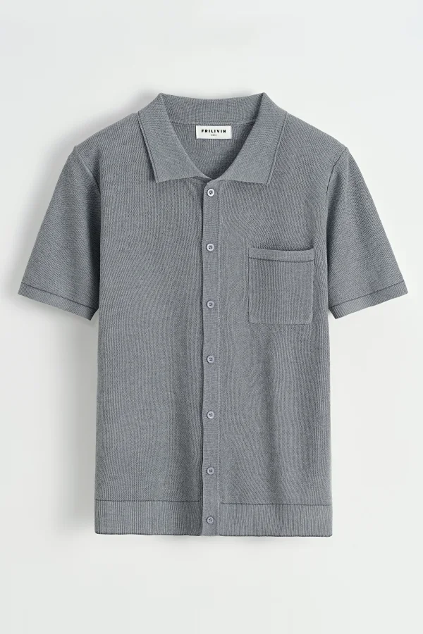 Cardigan Malha de manga curta em Cinza Cod.789 | definne