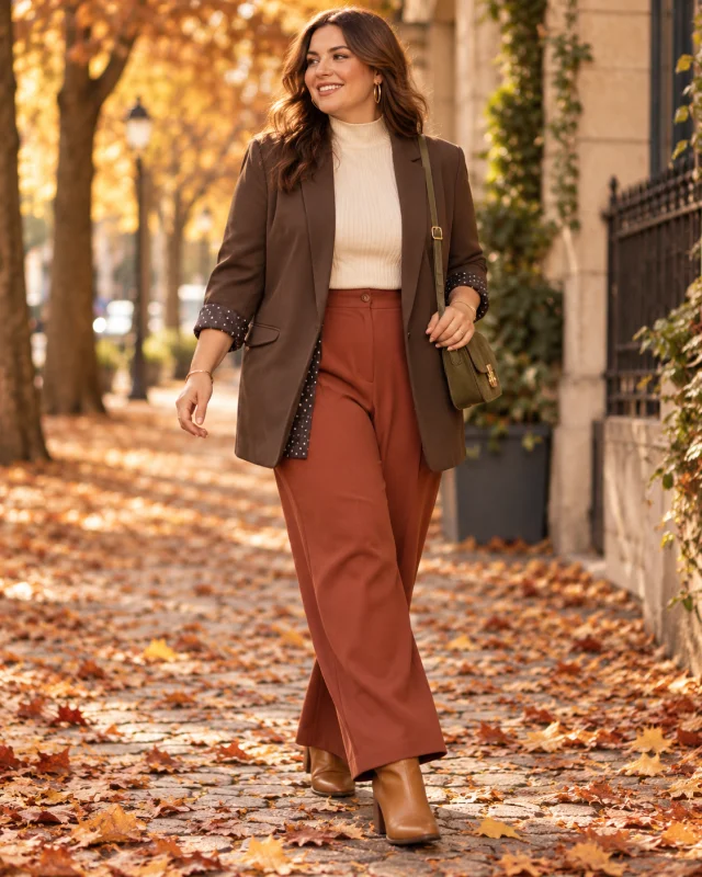 Blazer " charlize" marron 40 au 50 /52 | Les Chics Filles by Sab