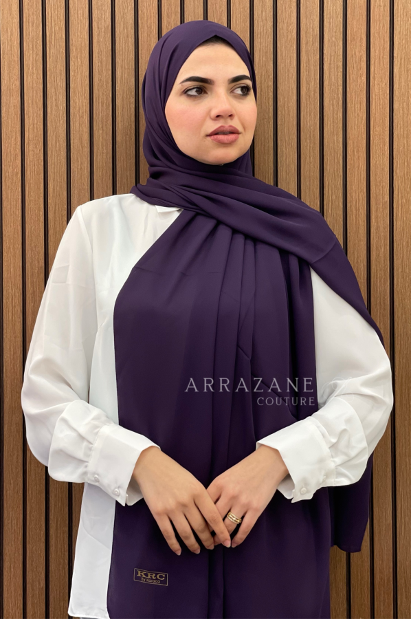 Châle Crêpe Uni Violet Figue | CasaZaz