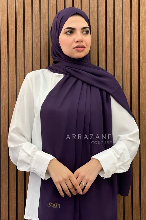 Châle Crêpe Uni Violet Figue | CasaZaz