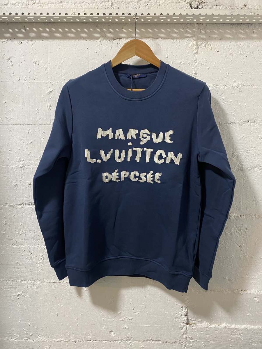 Louis Vuitton Sweatshirt Emroidered Signature Dark Blue | MASSIMOLUXURYOUTLET