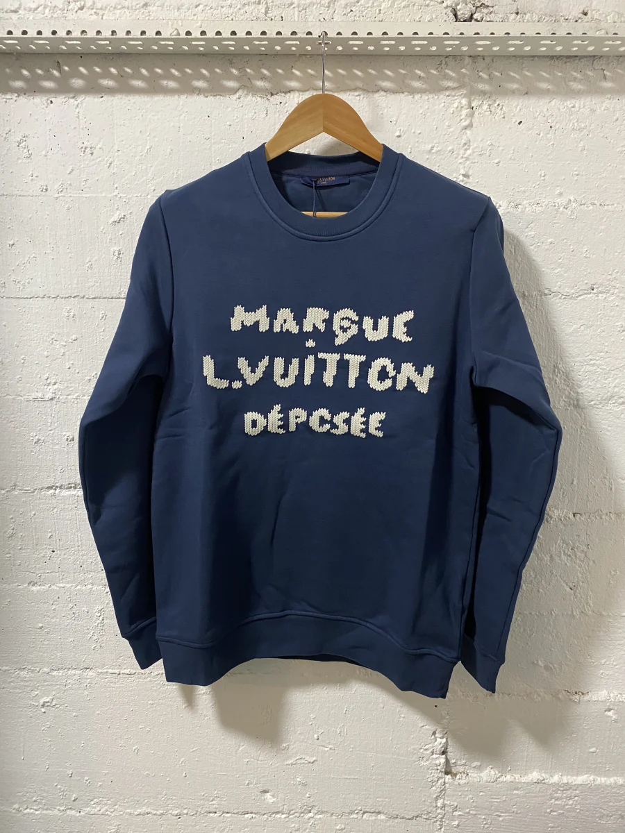 Louis Vuitton Sweatshirt Emroidered Signature Dark Blue | MASSIMOLUXURYOUTLET