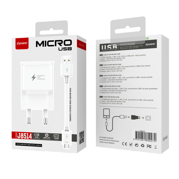  Prise secteur + câble micro USB J8514 | Beauty phone