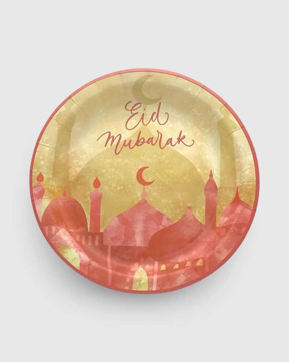 LOTS 6 PCS ASSIETTES EN CARTON EID - MOSQUÉE ROUGE (23,2CM) | AMCOSMETIK