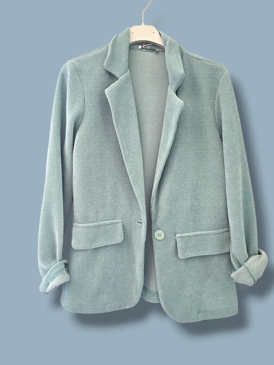 Veste velours vert d eau | Chez Florem