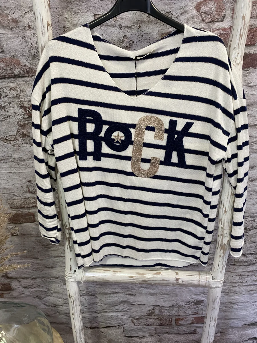 Pull rock rayé taille unique | Jus de coco 