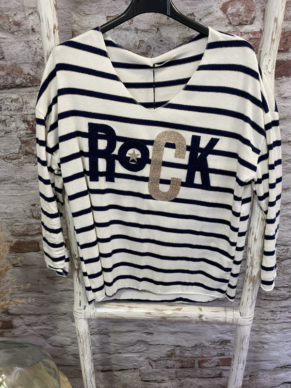 Pull rock rayé taille unique | Jus de coco 