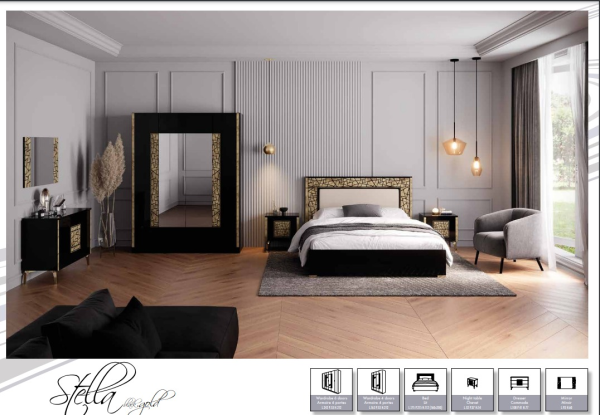 Chambre stella noir or | MULTI-AFFAIRES