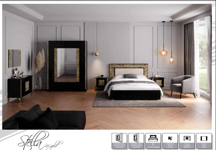 Chambre stella noir or | MULTI-AFFAIRES