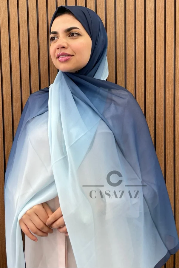 Châle Crêpe Dégrade Bleu Marine | CasaZaz