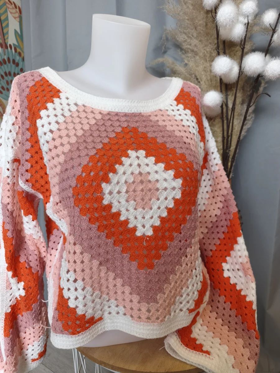 Pull crochet rose/orange  | Neyla