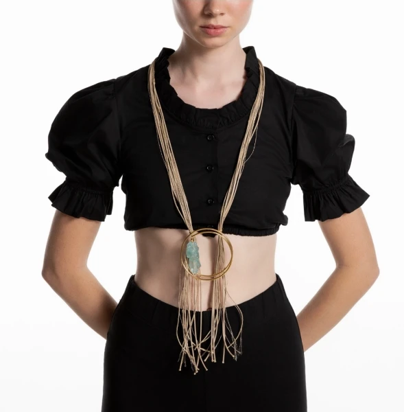 Colier lung, acvamarine. | Mia' s Boutique