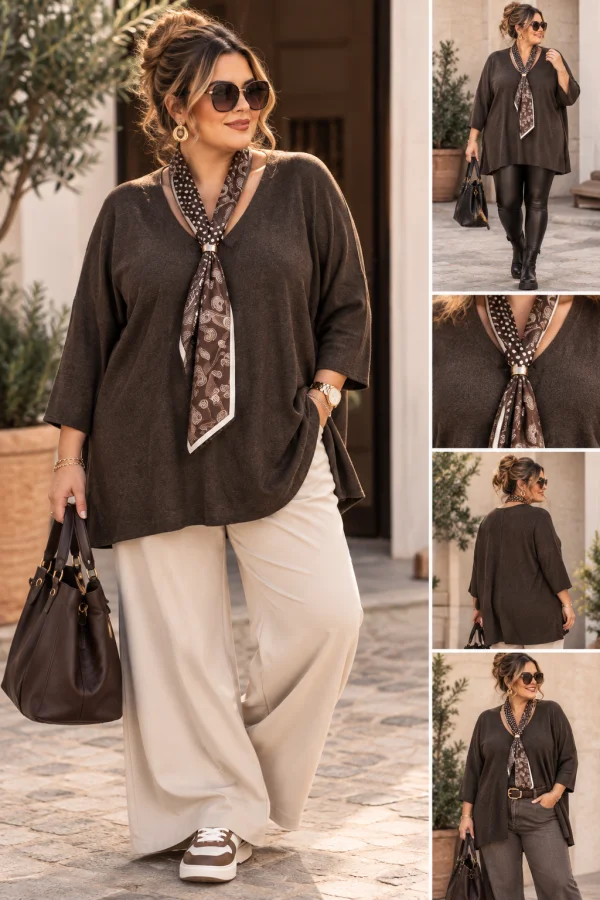 Pull "louane" marron 44 au 54 | Les Chics Filles by Sab