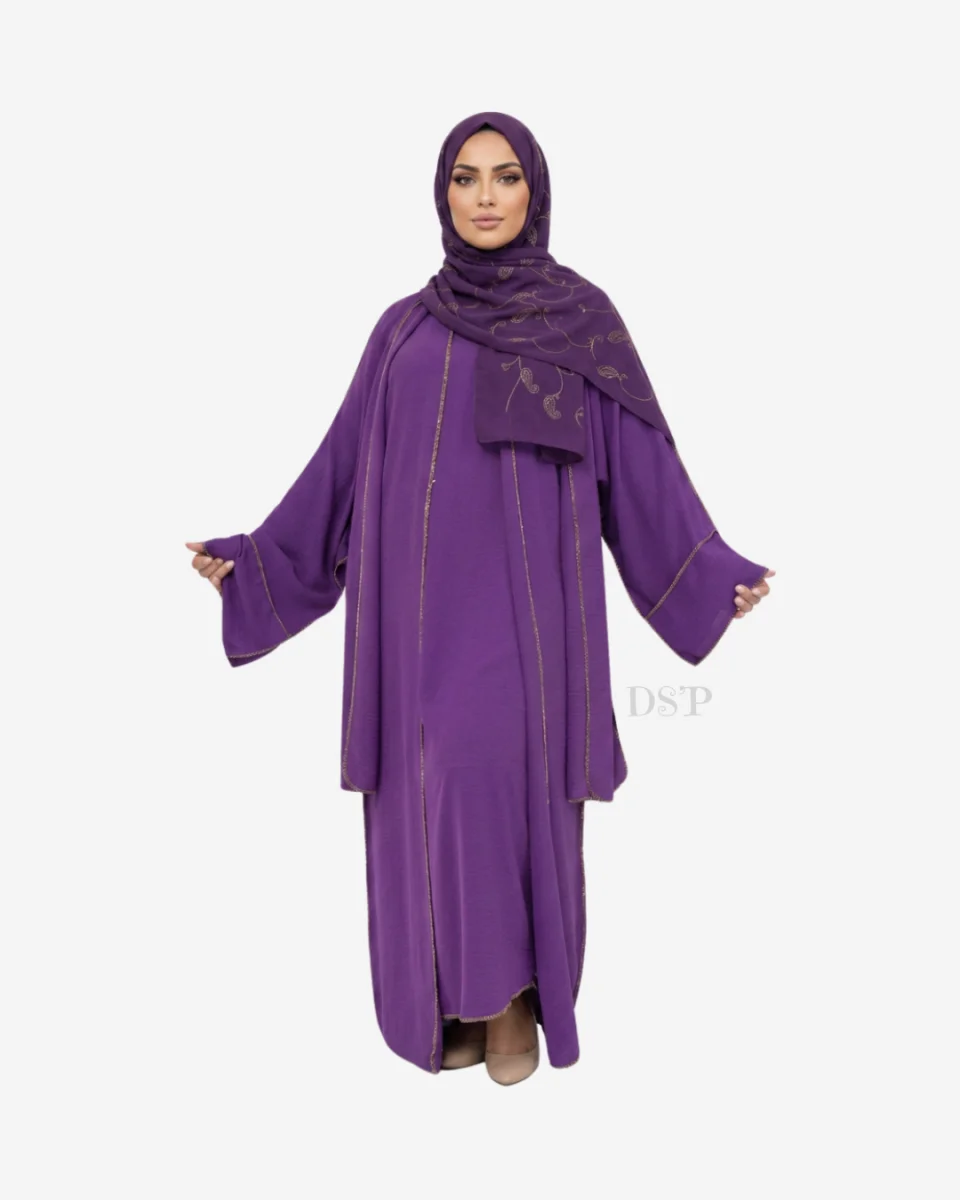 Abaya 3 pièces - Eliza (coutures dorées) - Taille Unique | Dîna Shop'