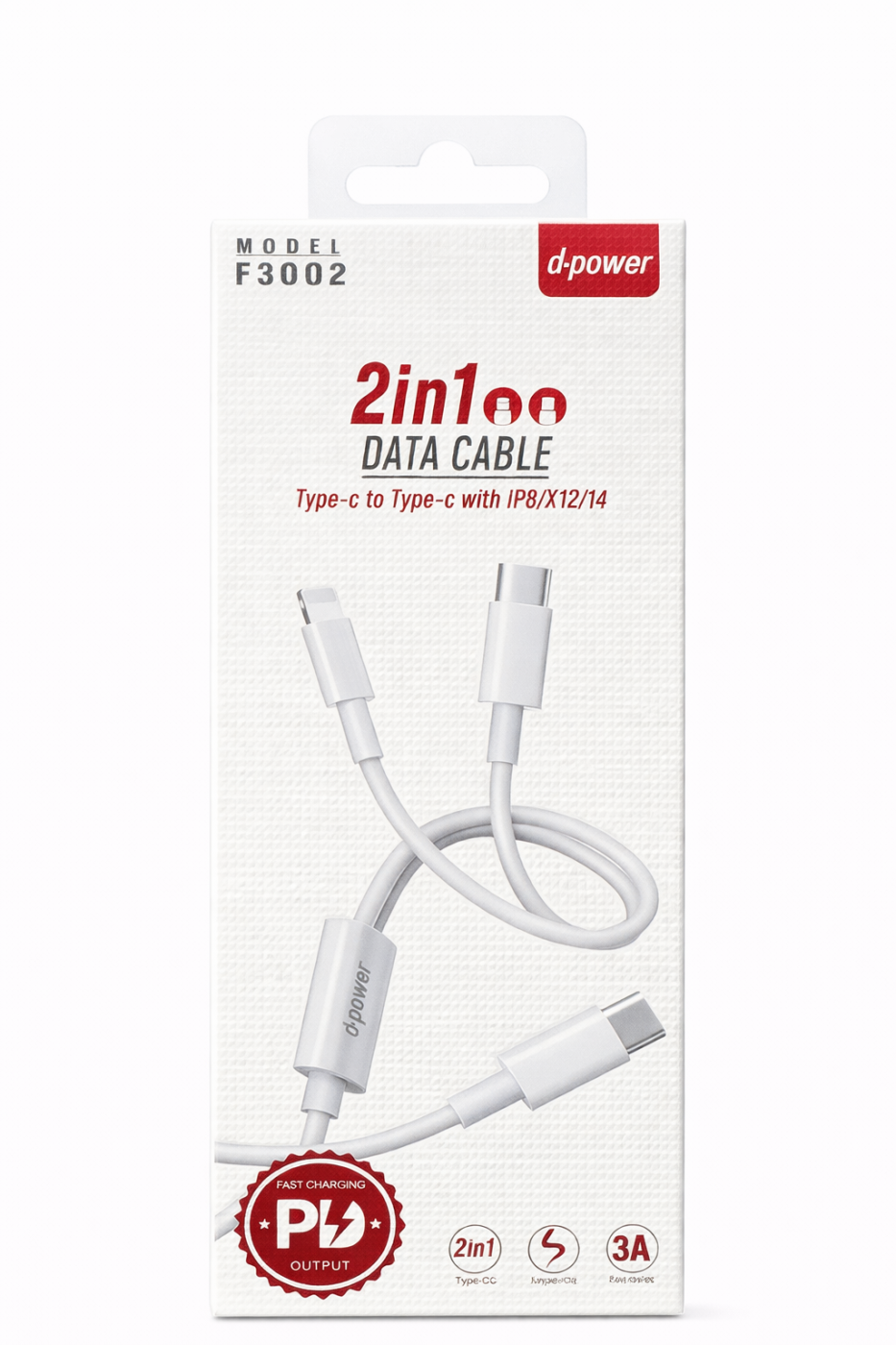 CÂBLE 2 EN 1 TYPE C VERS TYPE C + LIGHTNING F3002 | Beauty phone