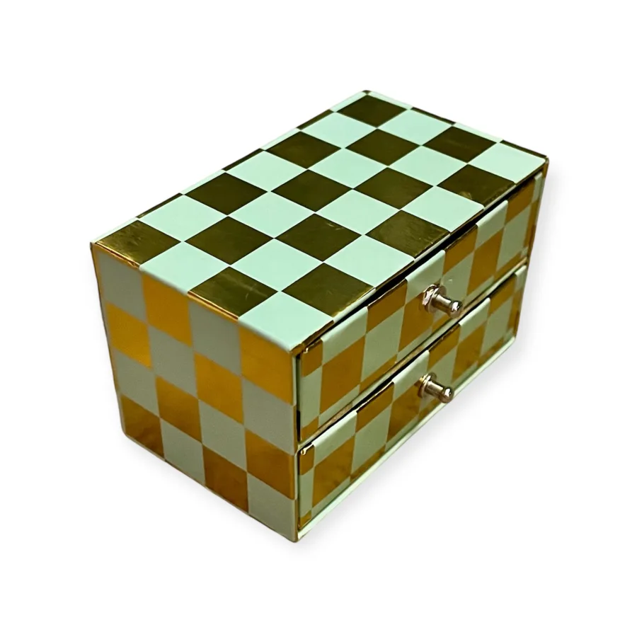 Fashion Paper - Trinket Box with Drawers, (Mint) 4.75x2.75x2.75 in. | Home & Kitchen Delights