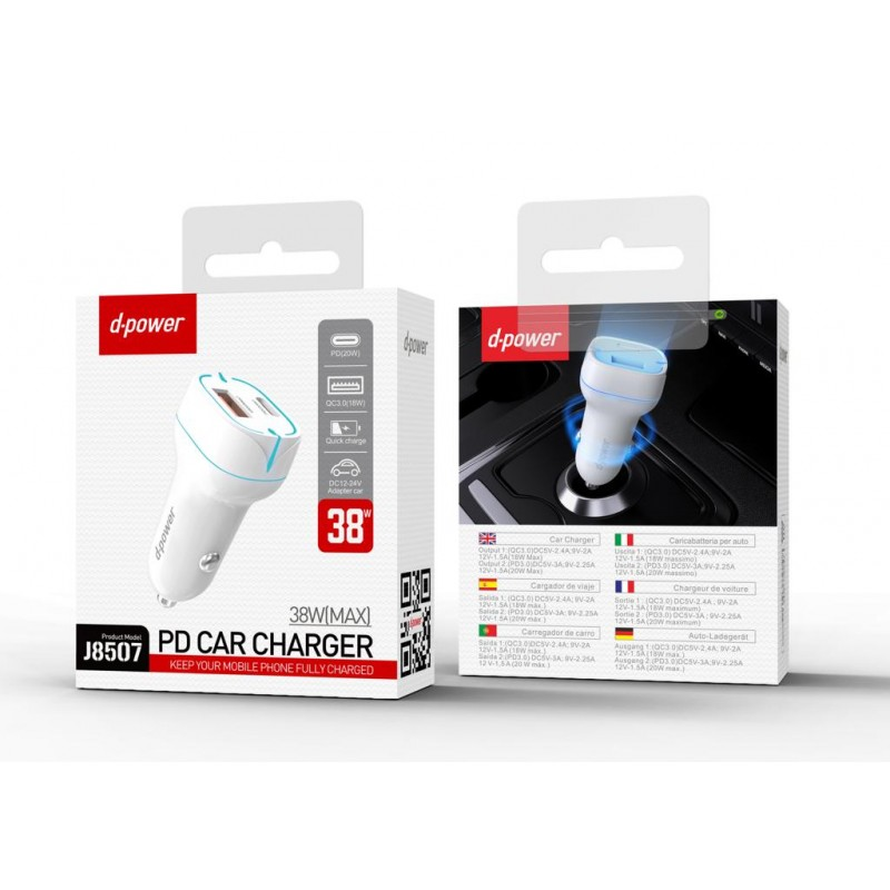 Adaptateur voiture 1 USB + 1 TYPE C 5A J8507 | Beauty phone 