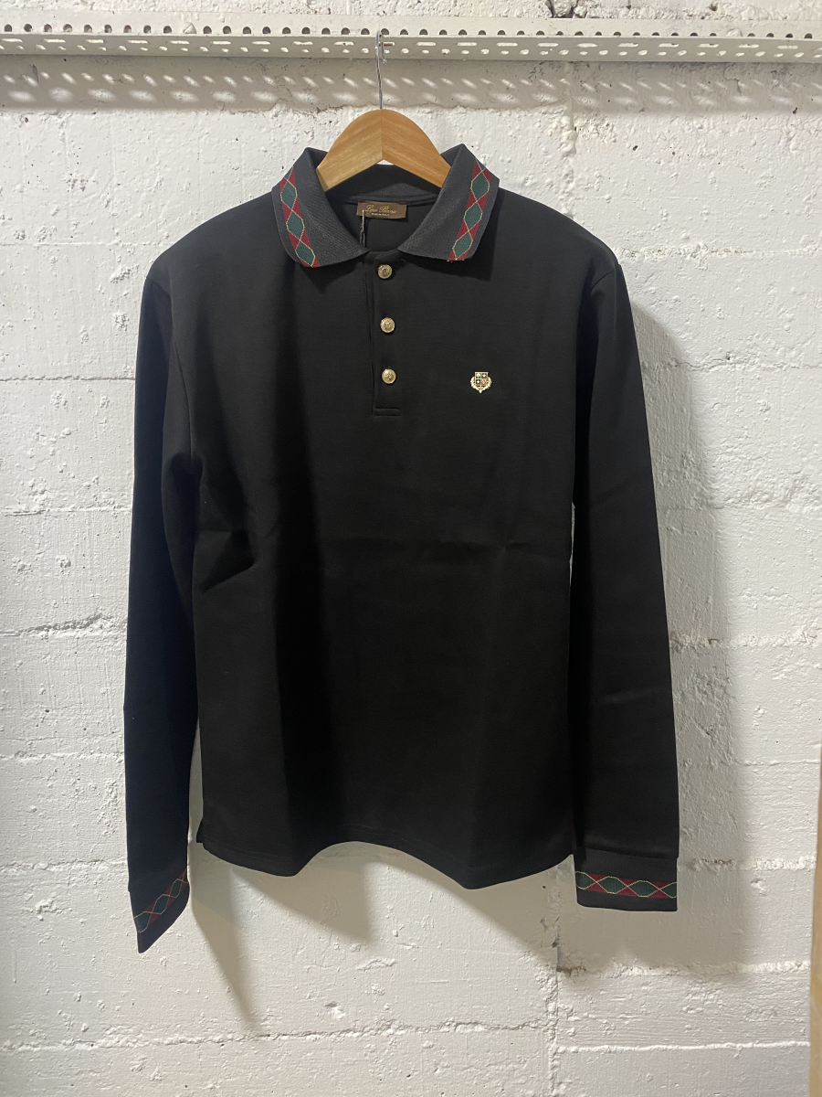 Loro Piano Cotton Polo Sweater Black Print | MASSIMOLUXURYOUTLET