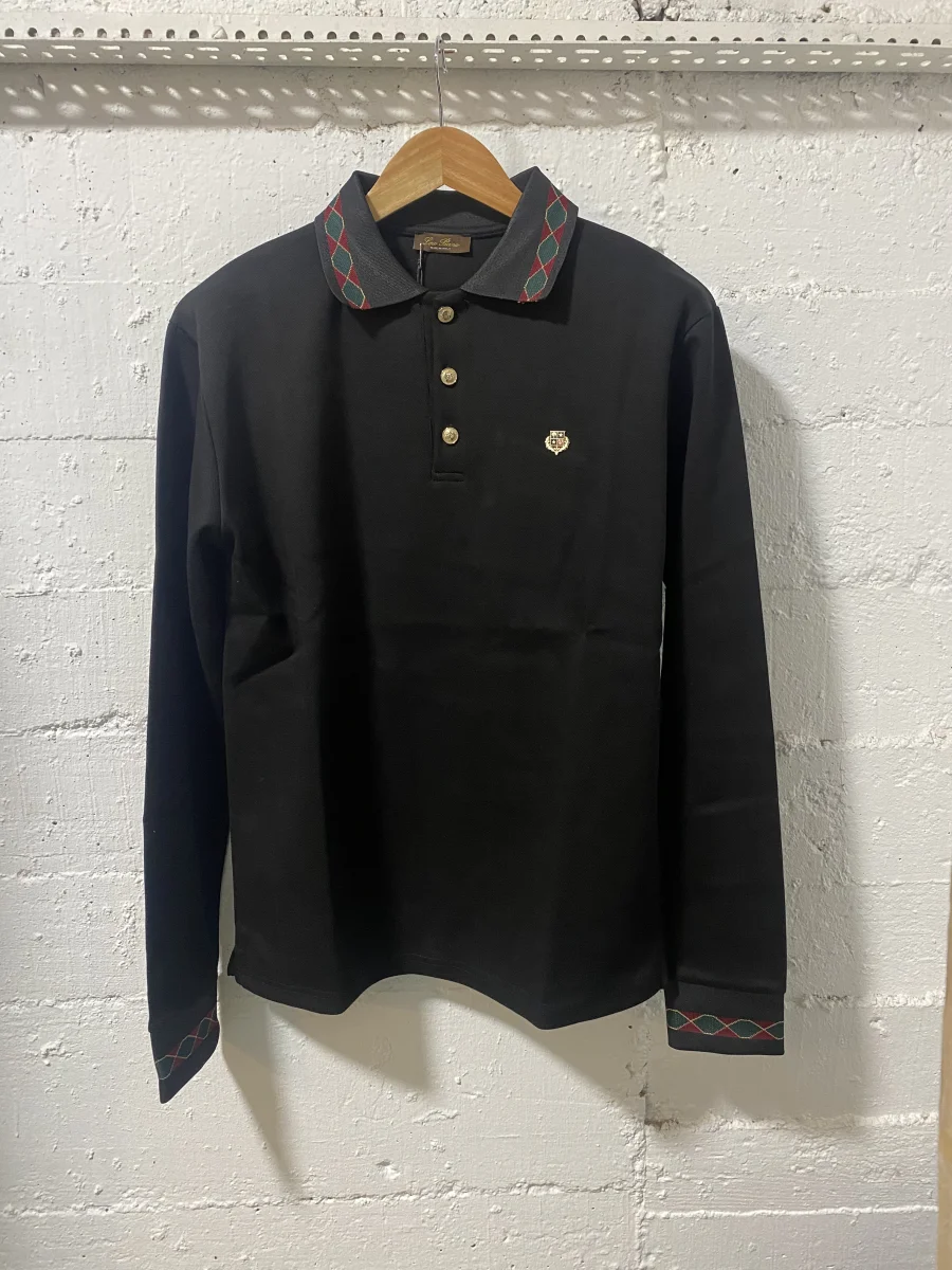 Loro Piano Cotton Polo Sweater Black Print | MASSIMOLUXURYOUTLET