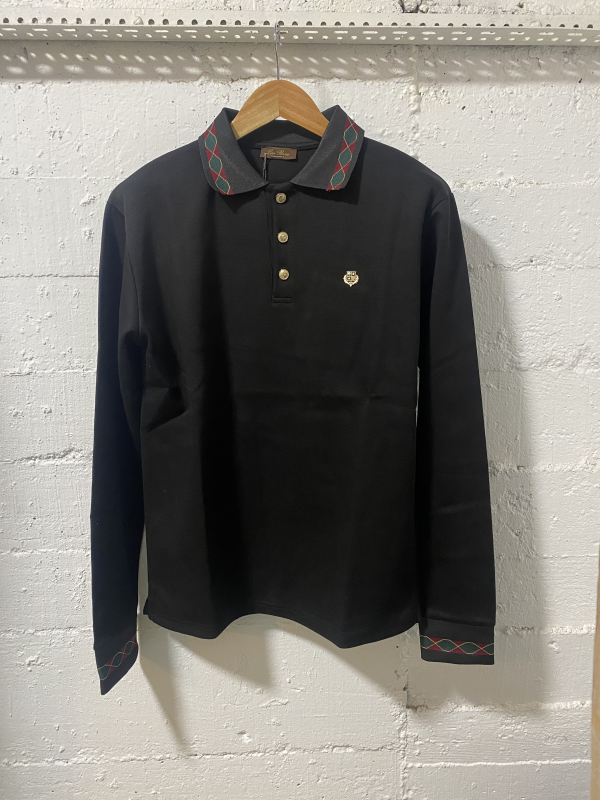 Loro Piano Cotton Polo Sweater Black Print | MASSIMOLUXURYOUTLET