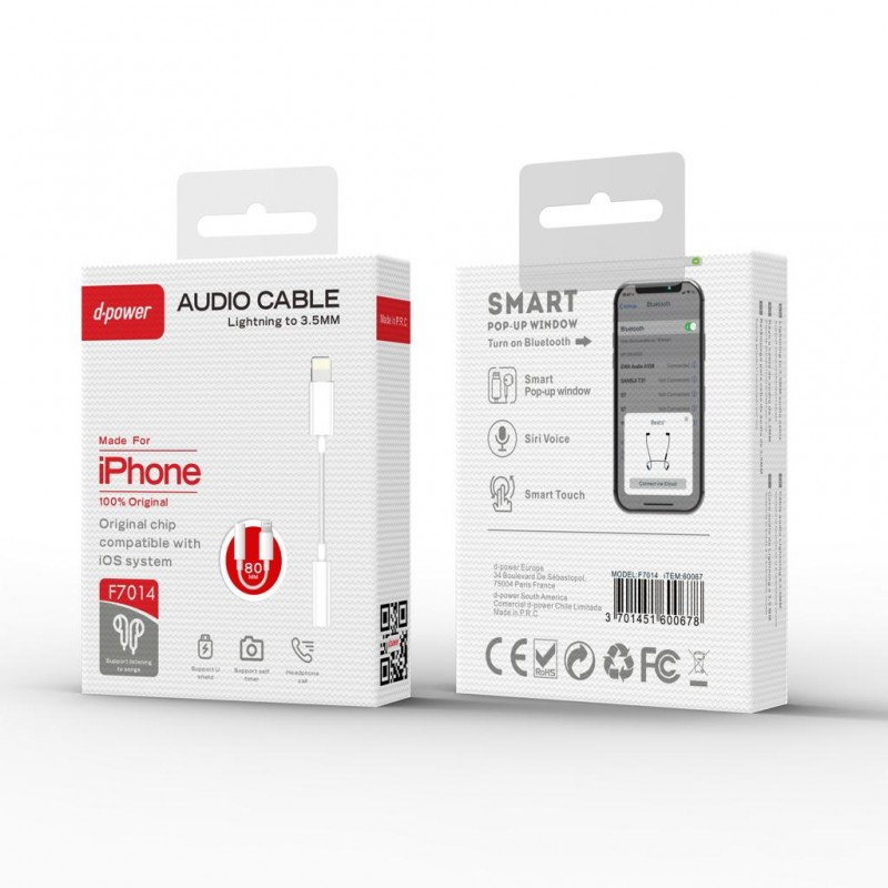 Adapteur lightning to jack en Bluetooth F7014 | Beauty phone 