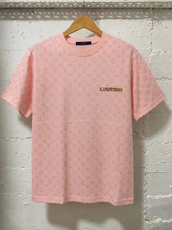 Louis Vuitton T-Shirt Monogram LV Embroidered Soft Rose | MASSIMOLUXURYOUTLET