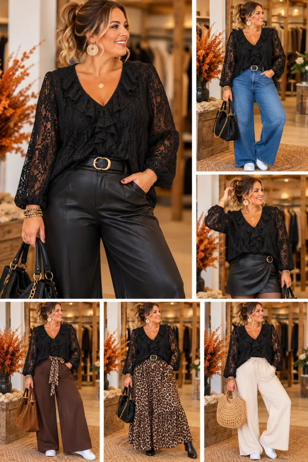 Blouse " celestine " noir 38 au 50 | Les Chics Filles by Sab