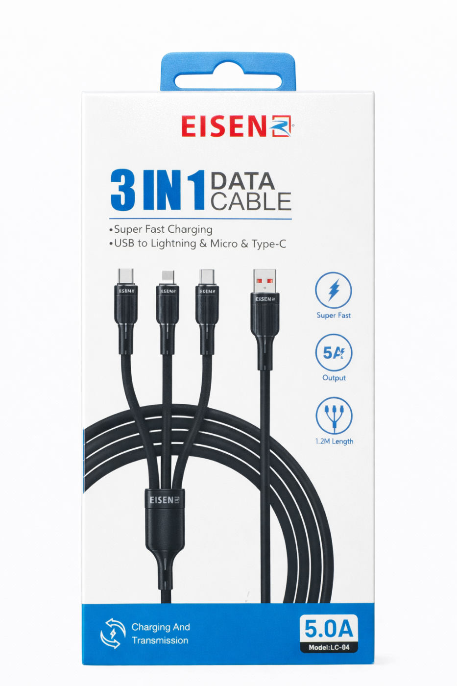 CÂBLE 3 EN 1 USB-C + LIGHTNING + MICRO USB (1,2M) F3003  | Beauty phone 