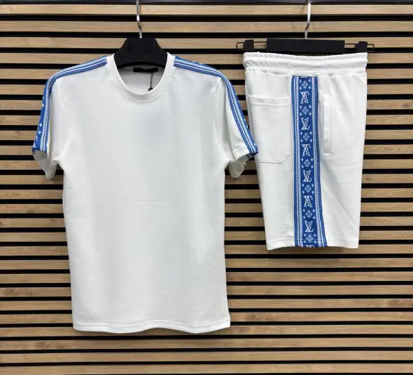 Louis Vuitton Short And T-Shirt Set White/Blue | MASSIMOLUXURYOUTLET