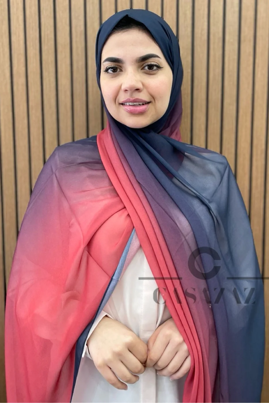 Châle Crêpe Dégrade Bleu Rouge | CasaZaz