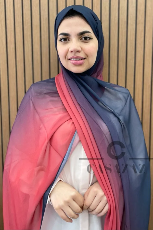 Châle Crêpe Dégrade Bleu Rouge | CasaZaz