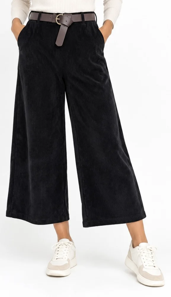 Pantacourt velour côtelé ceinture | Jus de coco