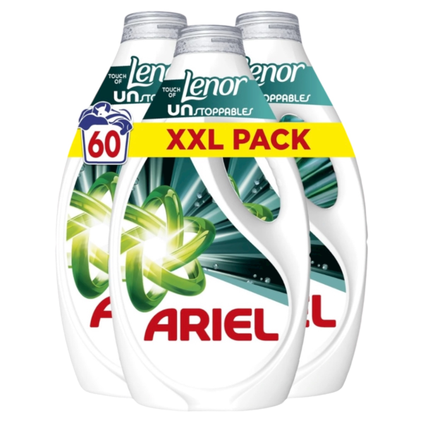 Lessive Liquide Touch Of Lenor Unstoppables ARIEL les 3 bidons de 900ml - 60 lavages | Miniprix