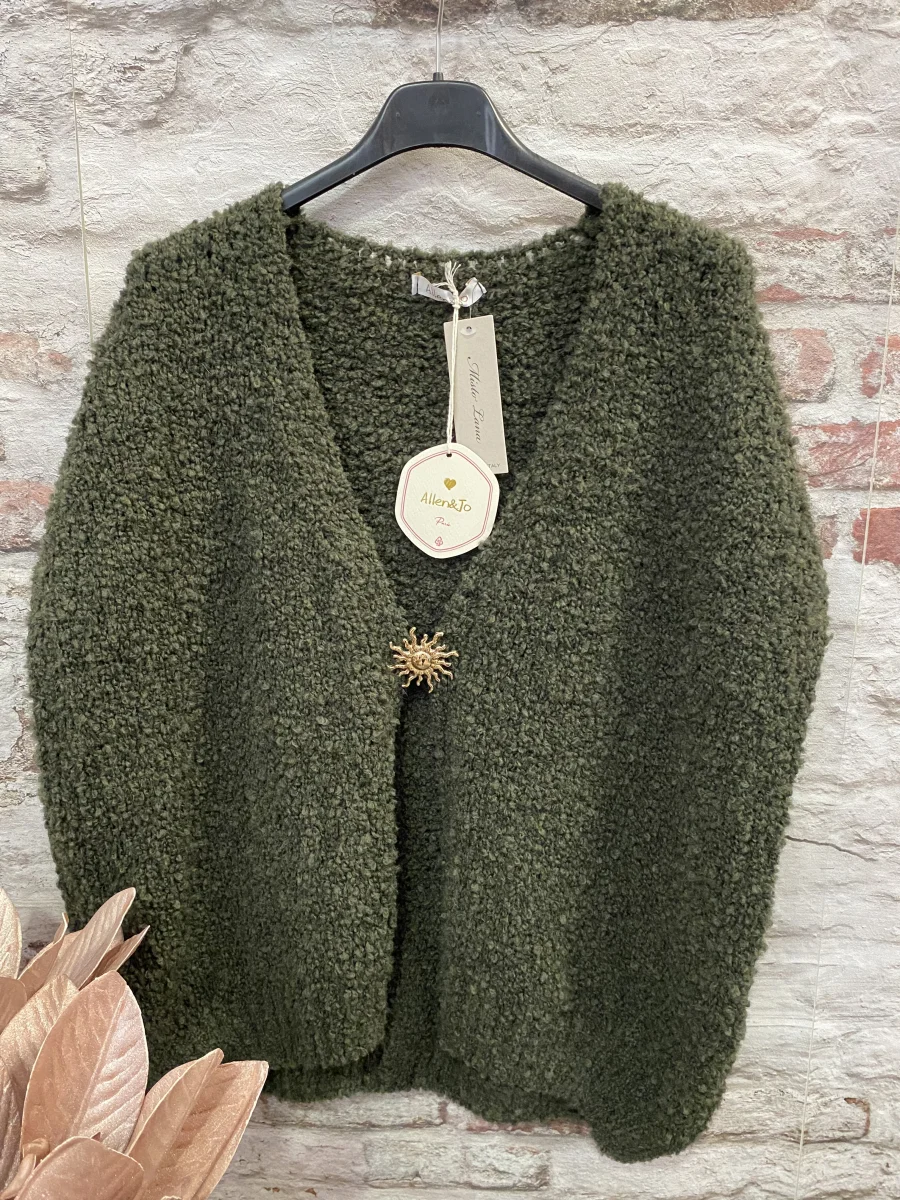 Gilet bouclette sans manche broche soleil  | Jus de coco 
