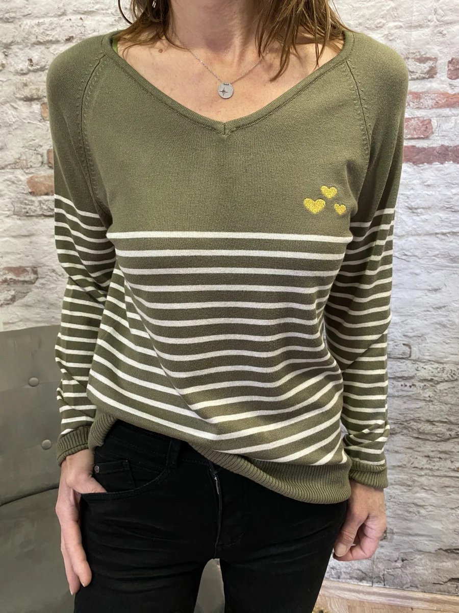 Pull rayé coeurs | Jus de coco 