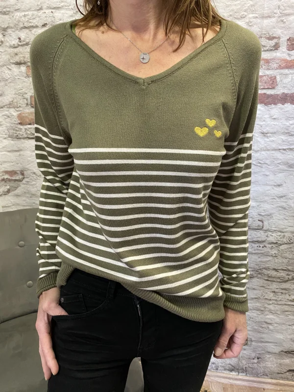Pull rayé coeurs | Jus de coco 