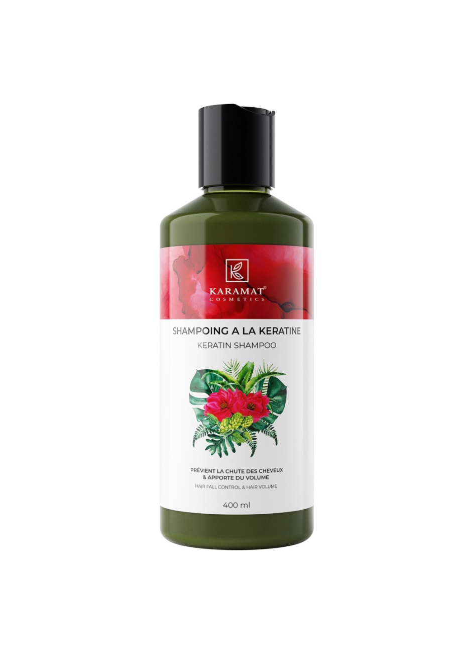 SHAMPOOING A LA KERATINE KARAMAT COSMETICS 400 ML  CONTRÔLE LA CHUTE DE CHEVEUX ET APPORTE VOLUME   | AMCOSMETIK