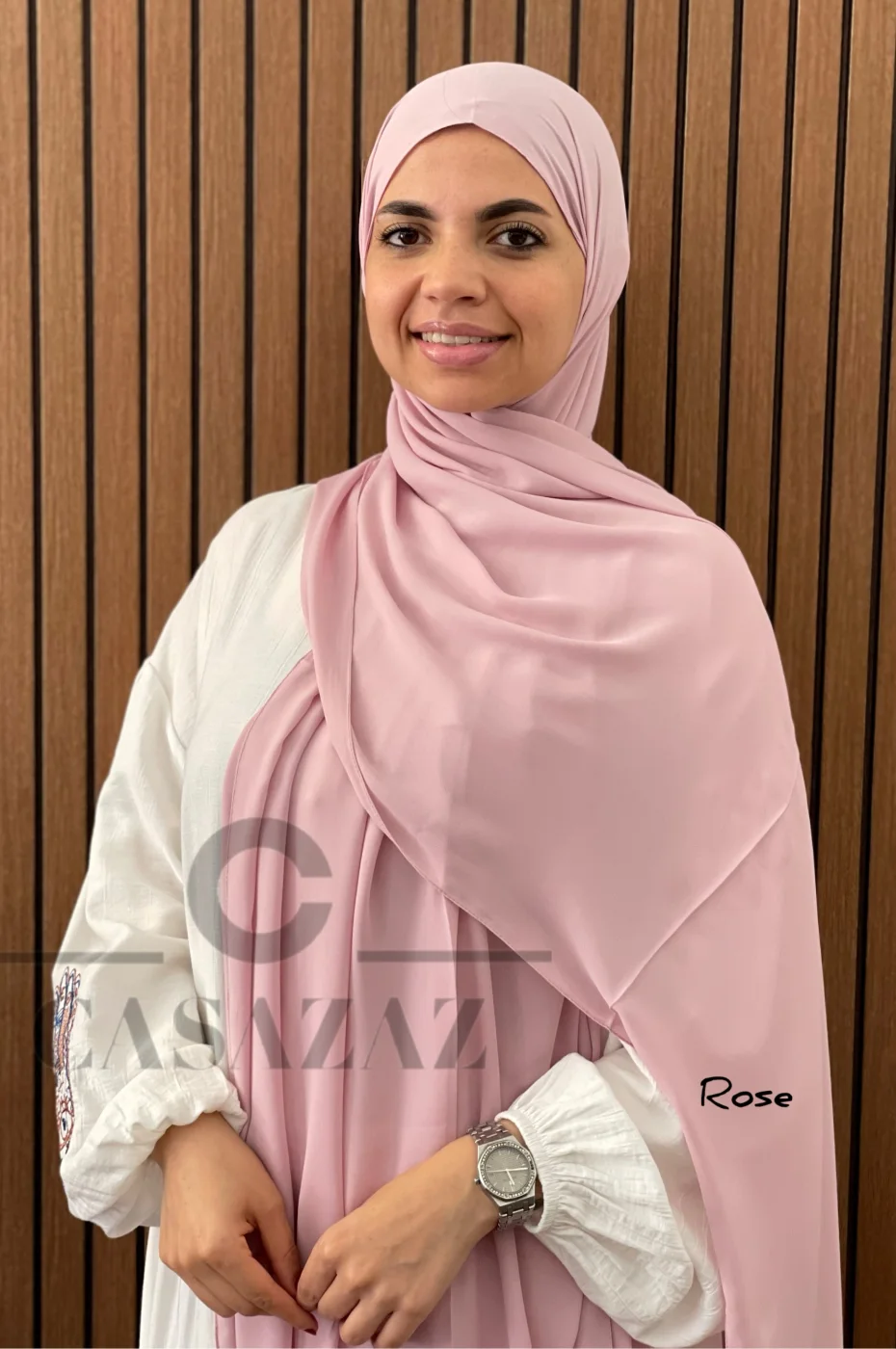Châle Crêpe Uni Rose | CasaZaz