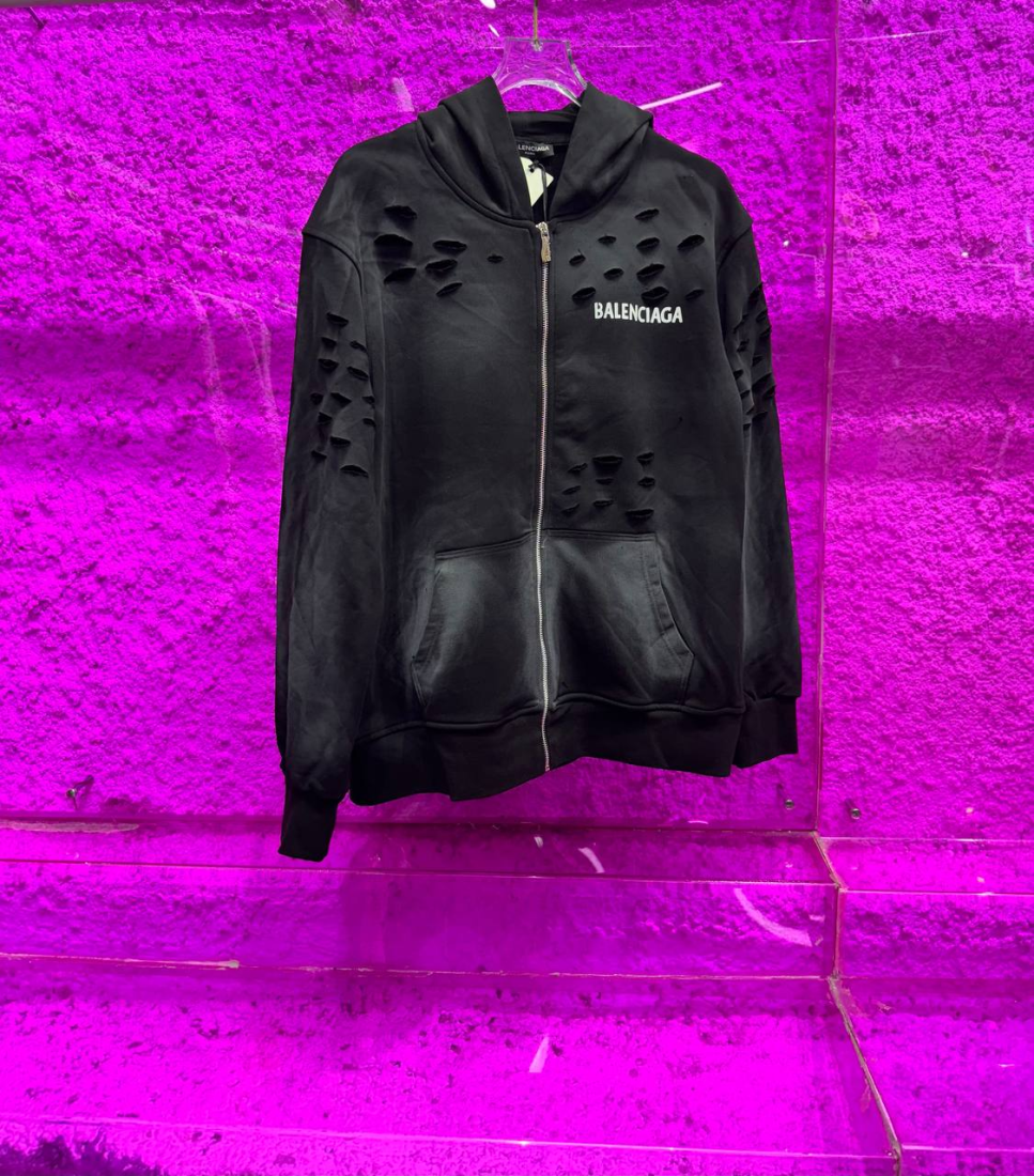 Balenciaga Hoodie With Zip Black | MASSIMOLUXURYOUTLET
