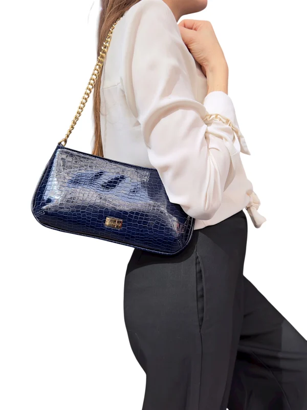 Jase Croco Verni Bleu | Sac'ré