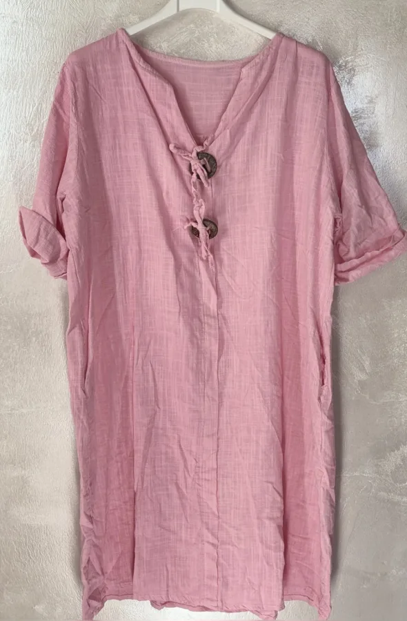 Kleid Leinenoptik AA62 Gr.36-46 | LL-Fashion