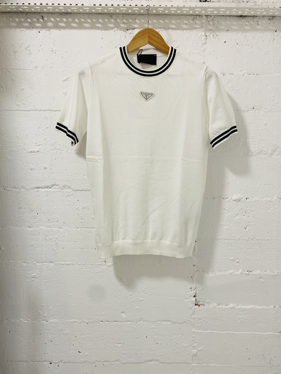 Prada Milano T-Shirt Knitwear White  | MASSIMOLUXURYOUTLET