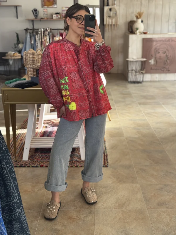 Chemise PABLO rouge | Les bohemiennes Le Bouscat
