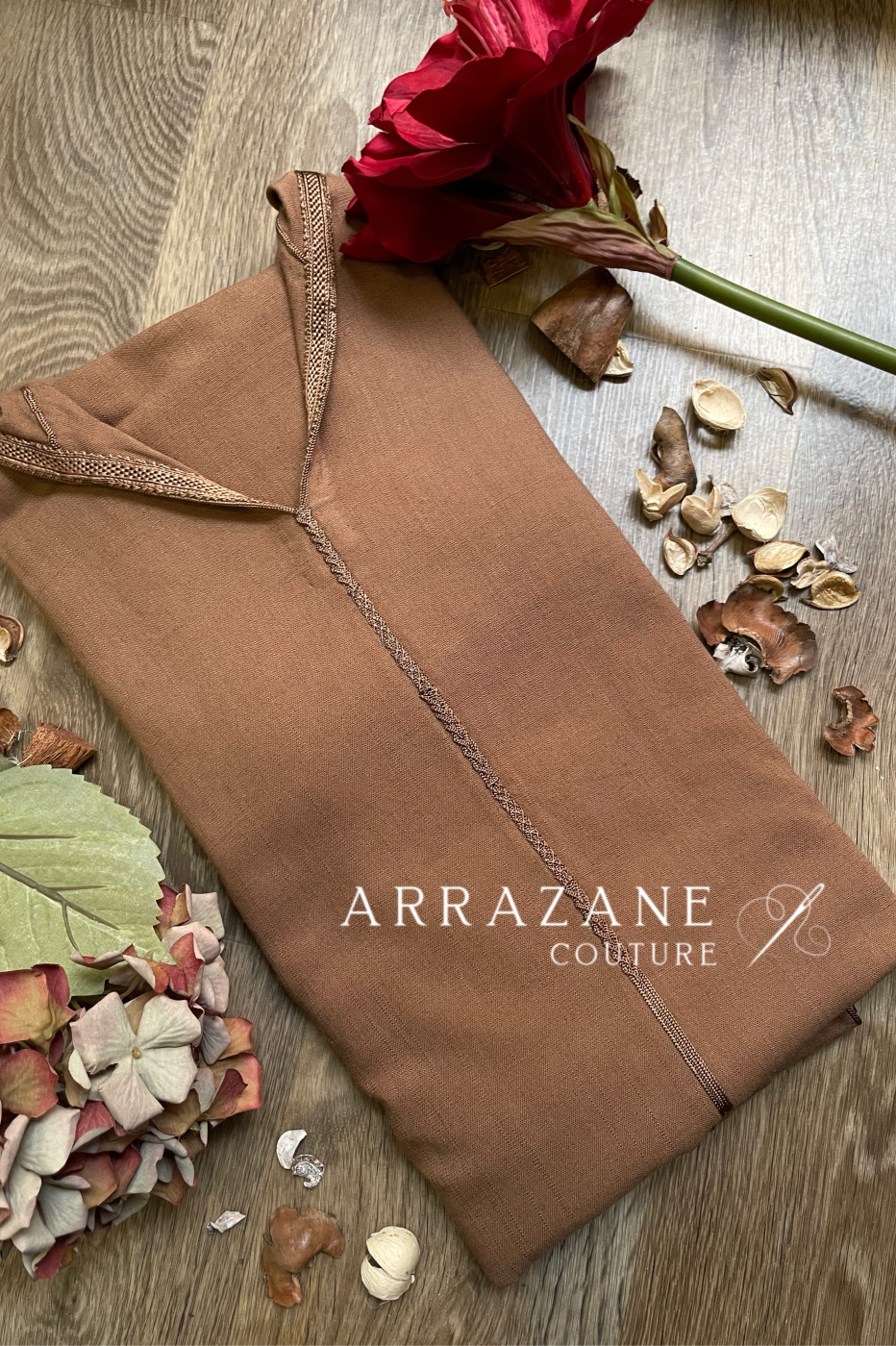 Djellaba en Lin Marron Moka | CasaZaz