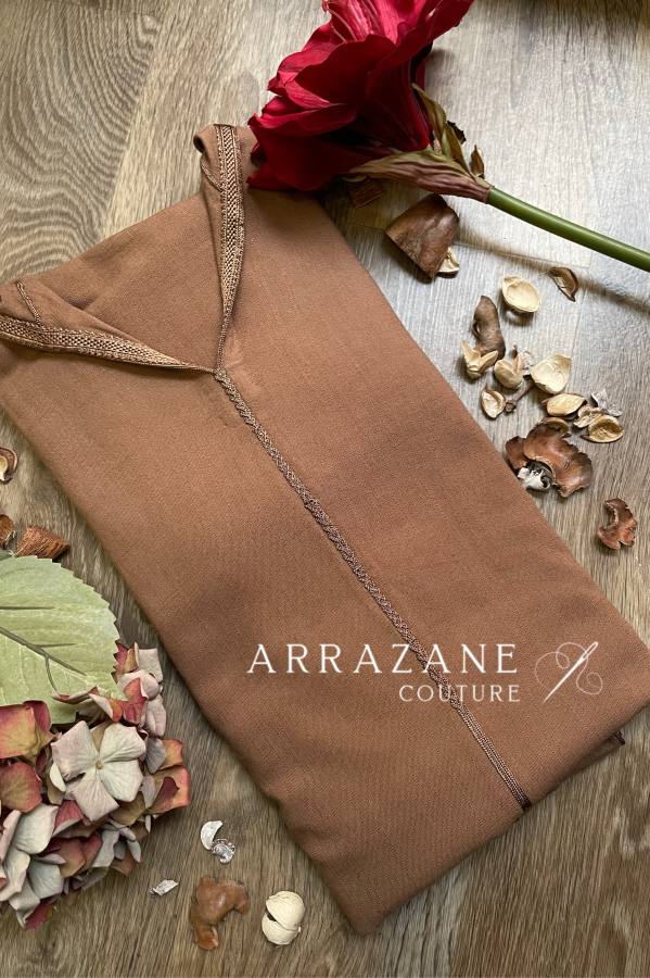 Djellaba en Lin Marron Moka | CasaZaz