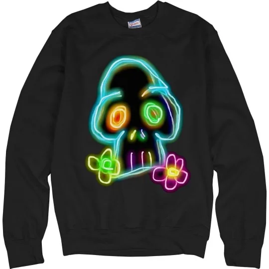 💠NFT NEON SKULL 1💠 HANES CREWNECK SWEATSHIRT | 💠 ℕ𝔽𝕋 𝕄𝕖𝕣𝕔𝕙 💠