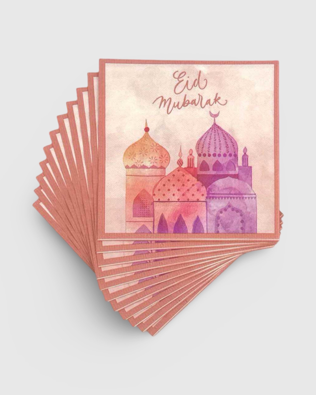LOTS 6 SERVIETTES EN PAPIER EID - MOSQUÉE ROSE (33x33CM) | AMCOSMETIK