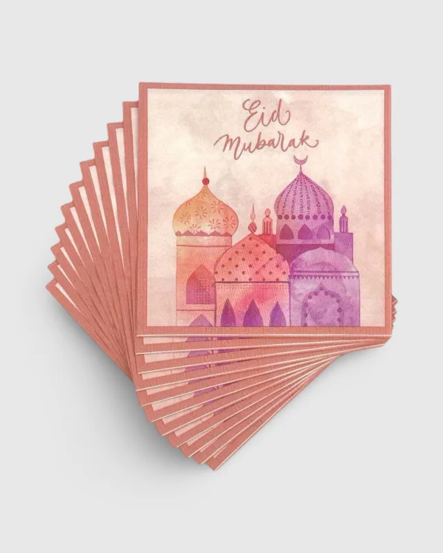 LOTS 6 SERVIETTES EN PAPIER EID - MOSQUÉE ROSE (33x33CM) | AMCOSMETIK